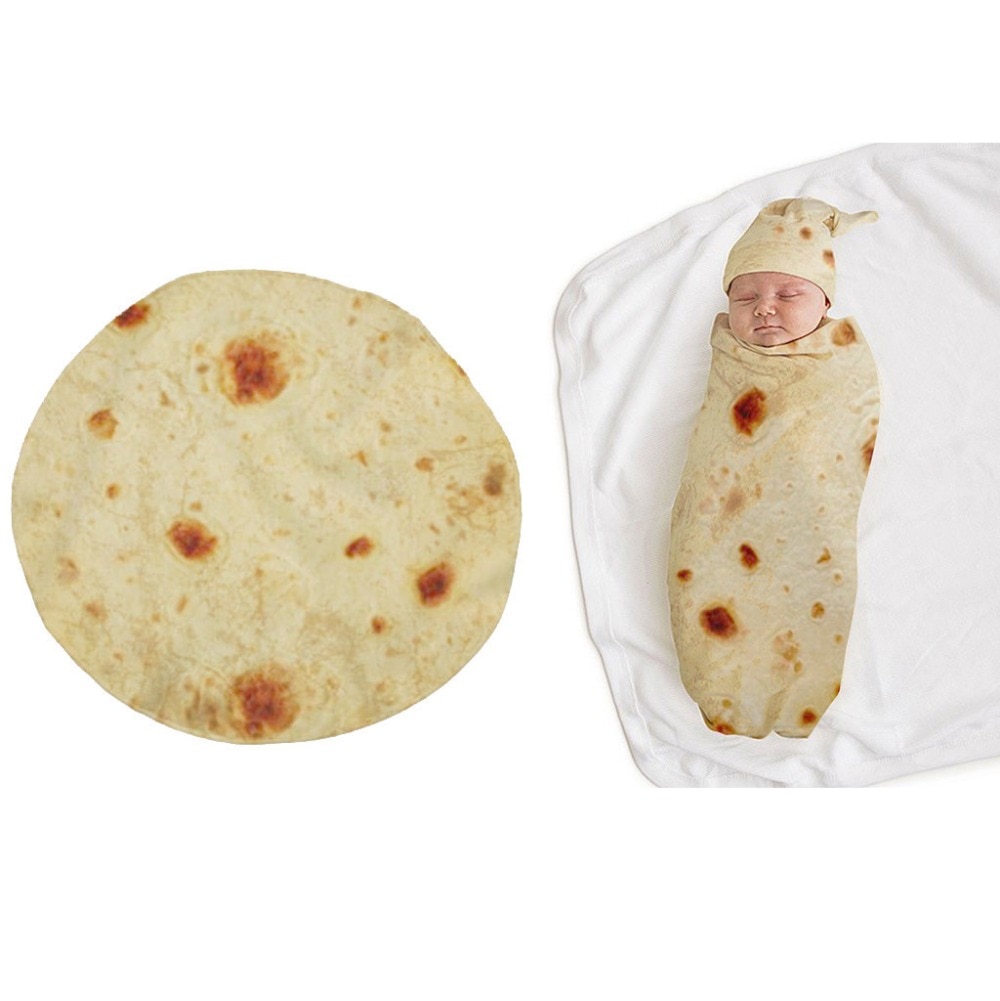 1 Set Burrito Blanket Baby Flour Tortilla Swaddle 100% Cotton Flannel Blanket Sleeping Swaddle Wrap Hat For Baby Sleep